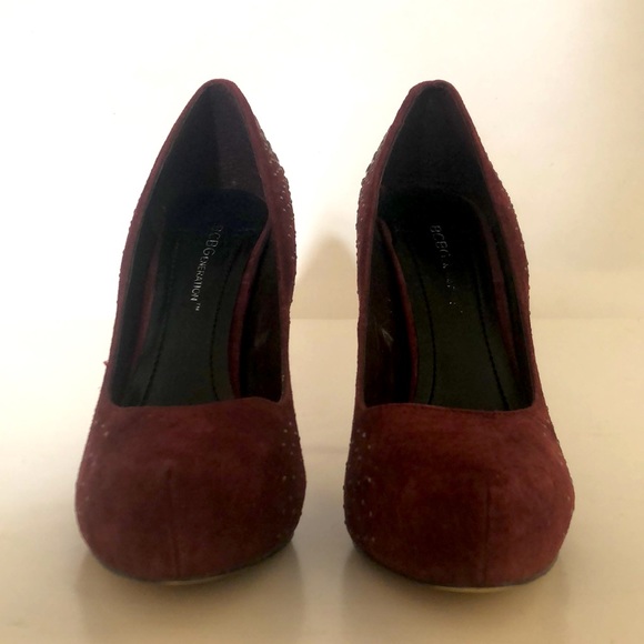 BCBG 5.5 High heel Burgundy Wine Suede Platform Studs Detail Excellent Condition - Picture 3 of 12